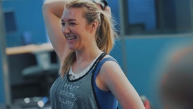 RSL Education girl laughing after doing school exercise